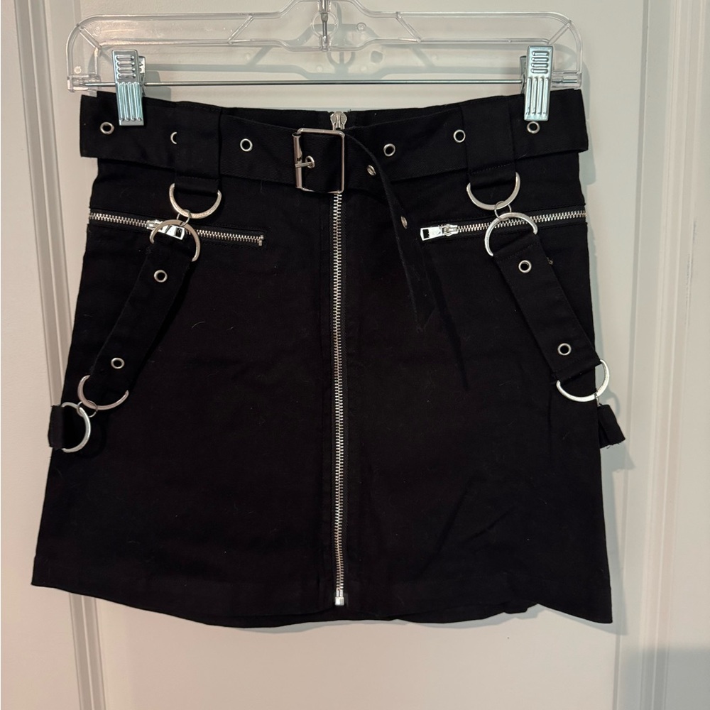 Forever 21 Black Mini Skirt with Silver Hardware